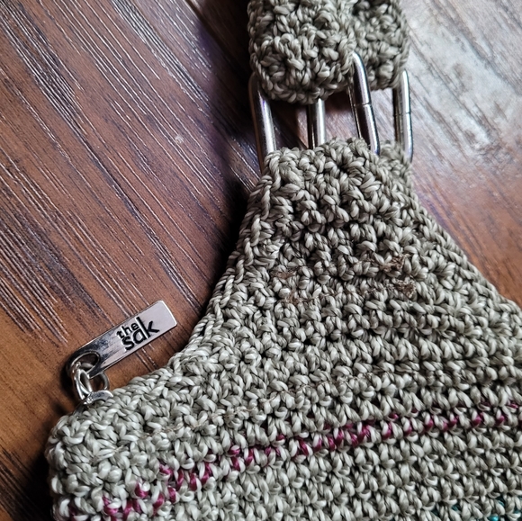 The Sak Belle Crochet Shoulder Bag inBeige/Taupe Multi Rainbow Stripe. - Picture 5 of 7